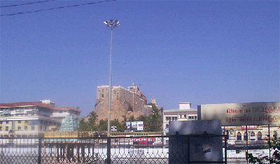 Tiruchiramalai Fort, temple and the Temple tank,Tirucharapalli, Tamil Nadu