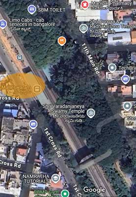 Google map of Malleswaram Railway Station, Bangalore