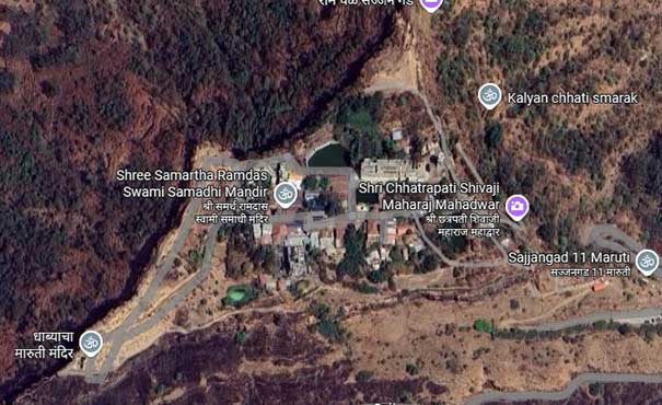 google-map showing conch-shaped appearance of Sajjangad