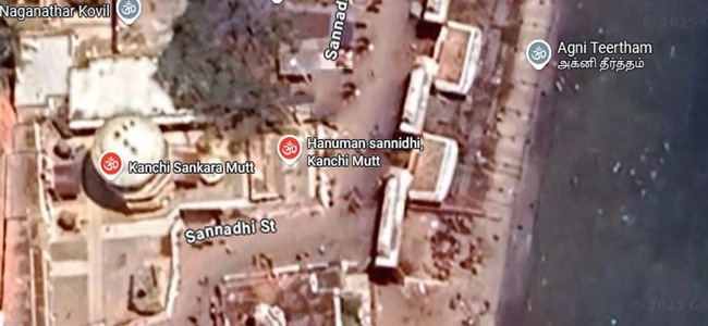 google-map showing Sri Hanuman Sannidhi of Kanchi Mutt at Agni Theertham