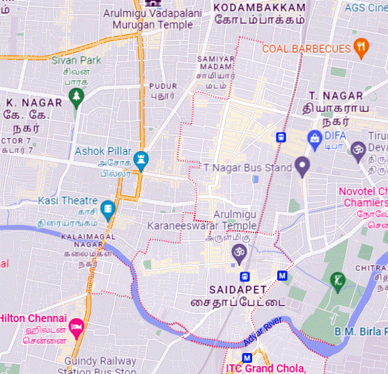 பழைய மாம்பலம் மற்றும் புதிய மாம்பலம், சென்னையைக் காட்டும் Google வரைபடம்